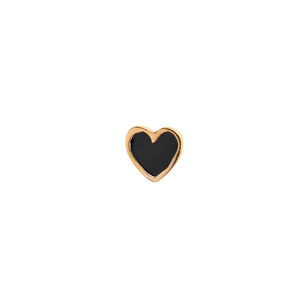 Single petit love heart black øreringe