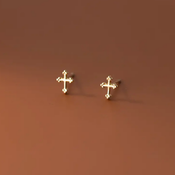 Single tiny cross ørestik