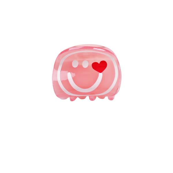 Mini Smiley hårklemme pink