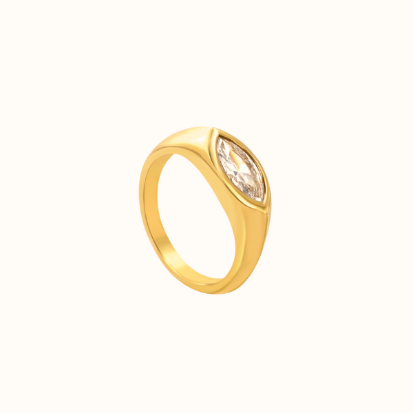 Plain stone statement ring forgyldt