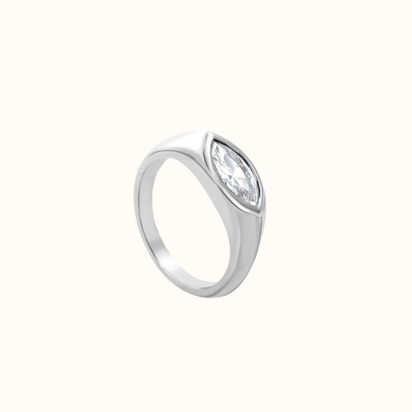 Plain stone Statement ring sølv
