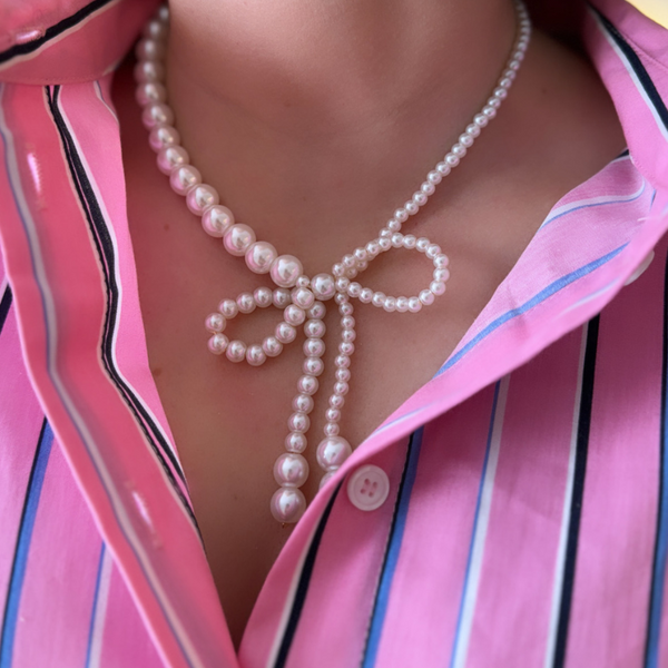 Baroque bow halskæde big pearls
