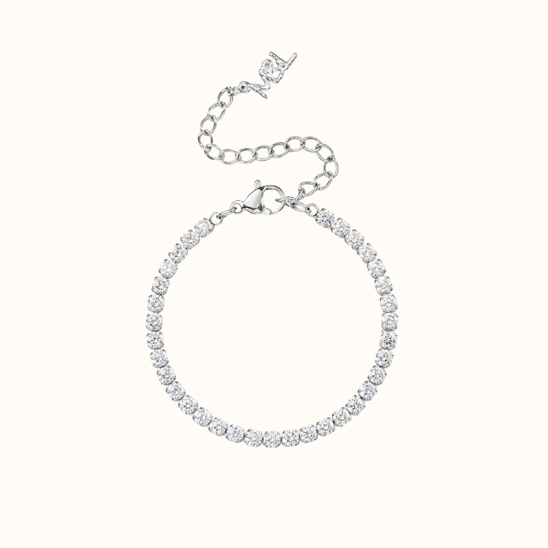 Essenza Tennis Krystal Armbånd sølv