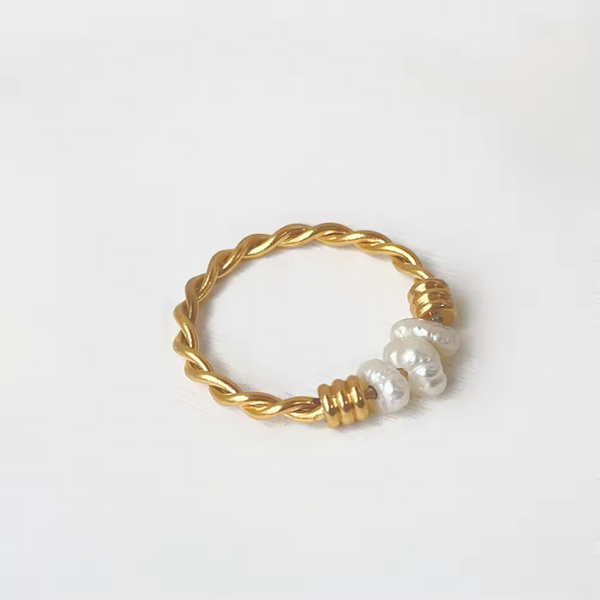 Twisted pearl ring
