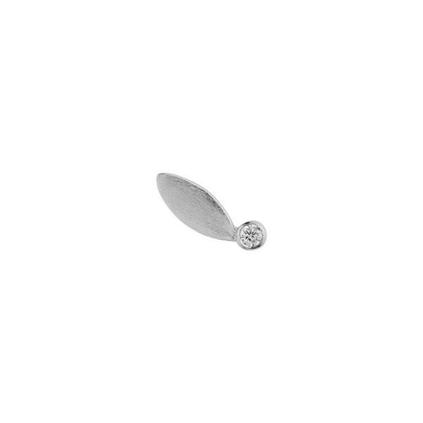 Single Big Dot Leaf Ørestik Sølv