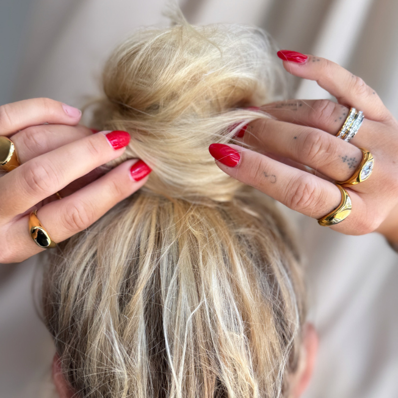 Plain stone statement ring forgyldt