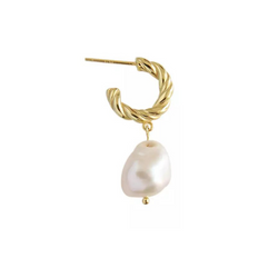 Single natural pearl hoop