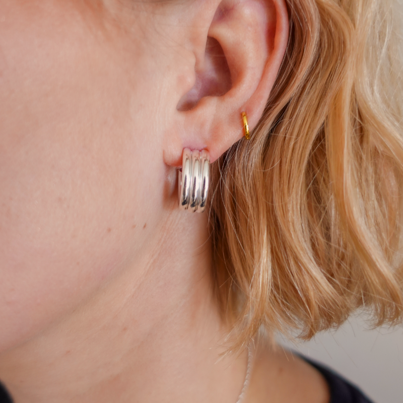 Single triple hoop sølv